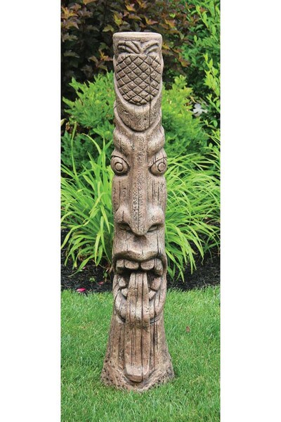 Tiki Post with Tongue Out Sculpture 50" High